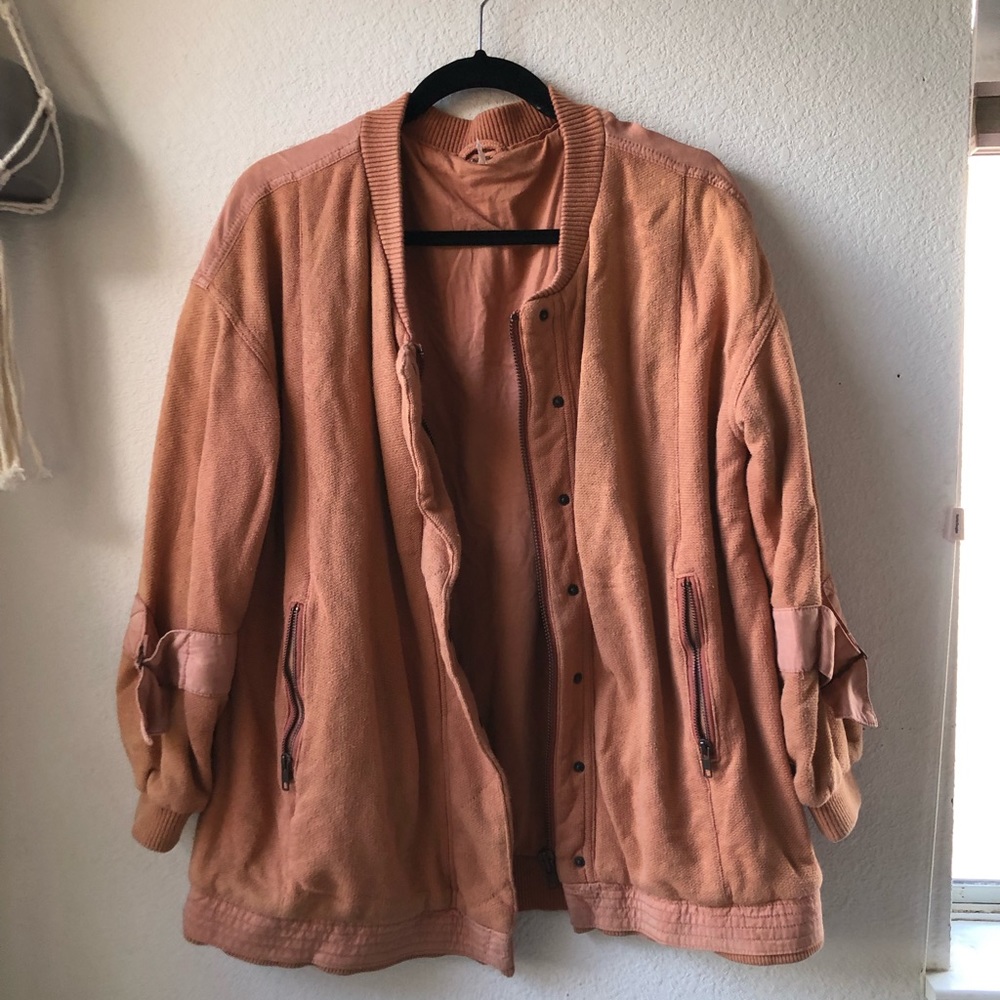 Free people pink bomber jacket